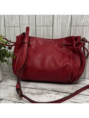 Gerard Darel Red Leather Satchel Shoulder Crossbody Bag 24h Mini Designer Purse